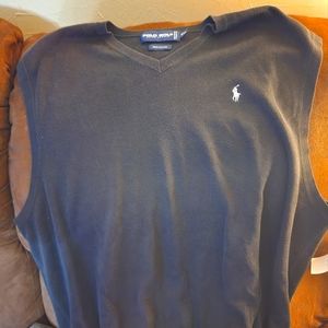 Polo Ralph Lauren Golf Vest Men's XXl 2X Black Knitted Sweater White Logo